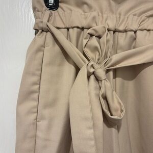 Zara Beige Tie-Waist Women's Crop Pants